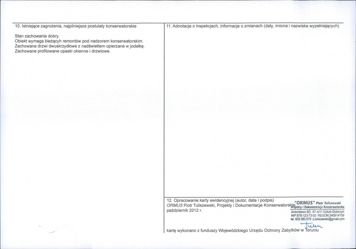 KEZN - Karta obiektu niewpisanego do rejestru, skan nr 2
