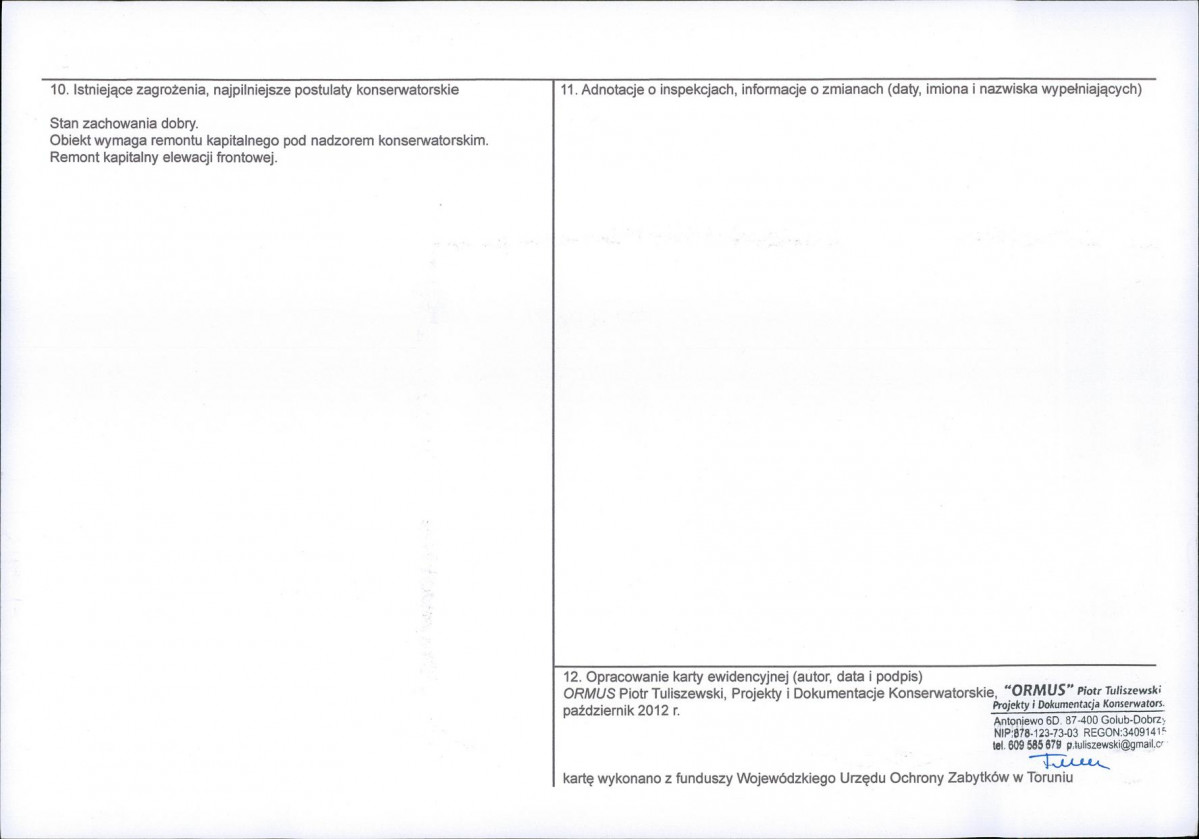 KEZN - Karta obiektu niewpisanego do rejestru, skan nr 2