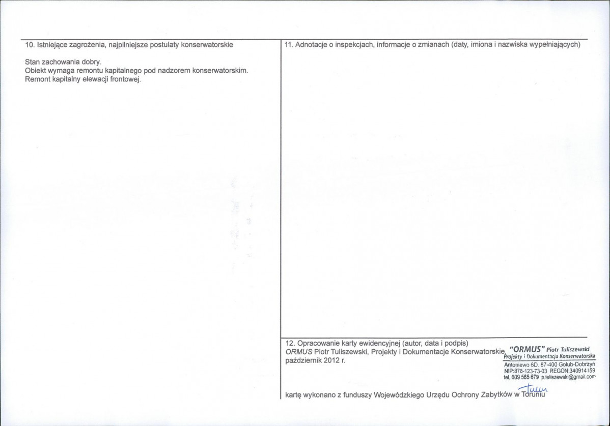KEZN - Karta obiektu niewpisanego do rejestru, skan nr 2