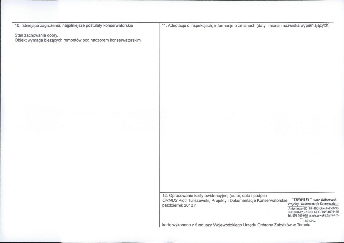 KEZN - Karta obiektu niewpisanego do rejestru, skan nr 2