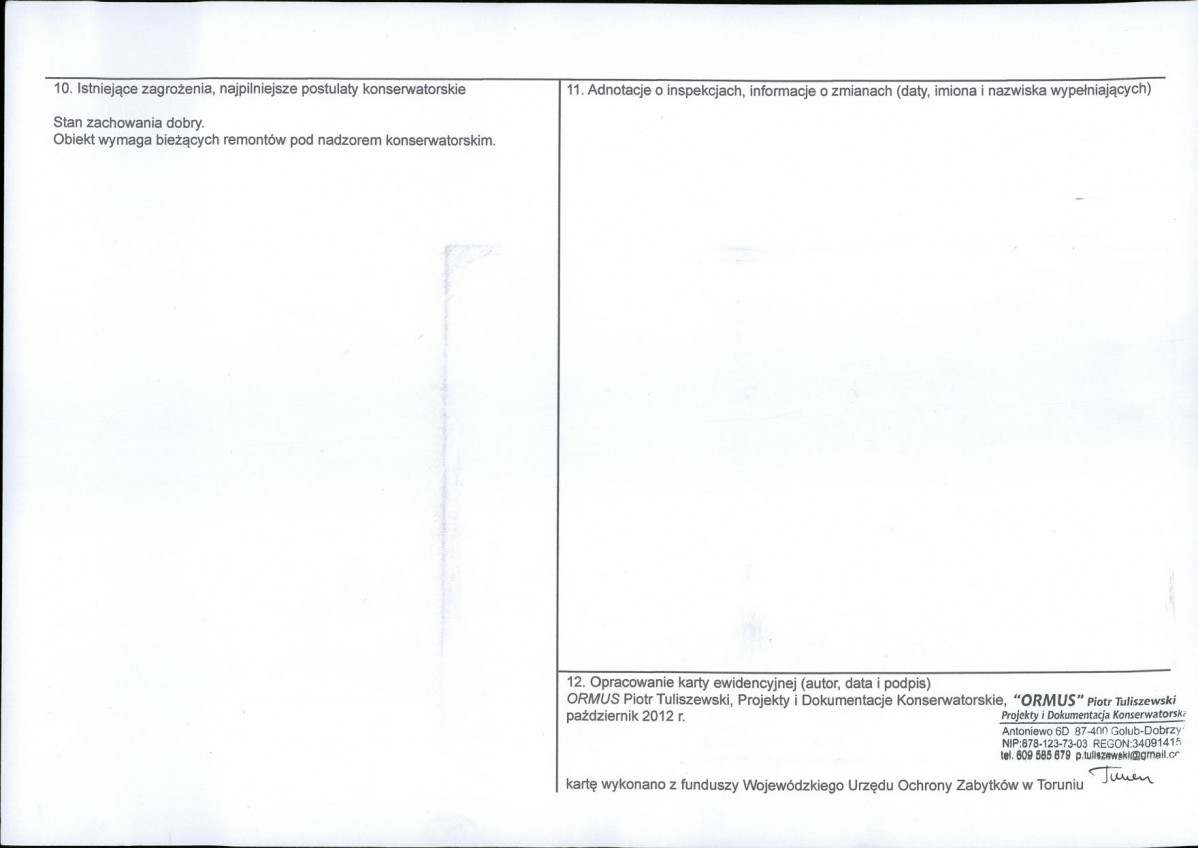 KEZN - Karta obiektu niewpisanego do rejestru, skan nr 2