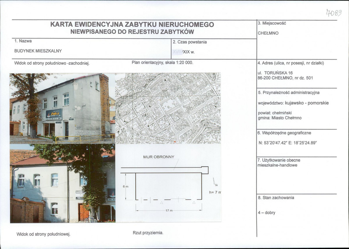 KEZN - Karta obiektu niewpisanego do rejestru, skan nr 1