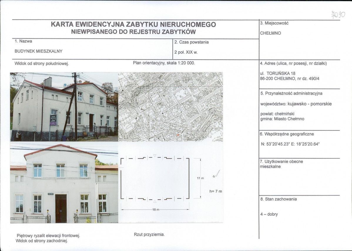 KEZN - Karta obiektu niewpisanego do rejestru, skan nr 1