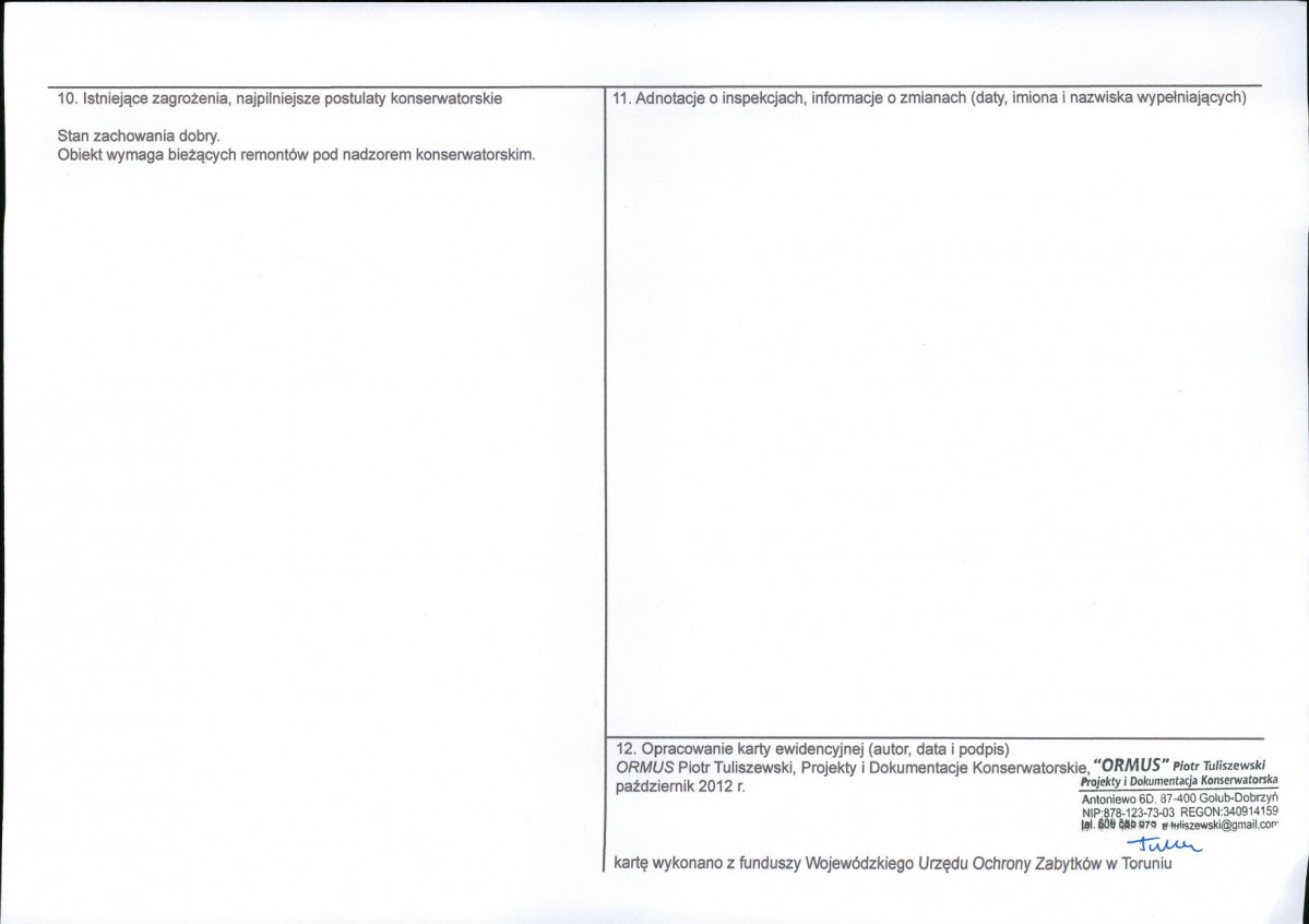KEZN - Karta obiektu niewpisanego do rejestru, skan nr 2