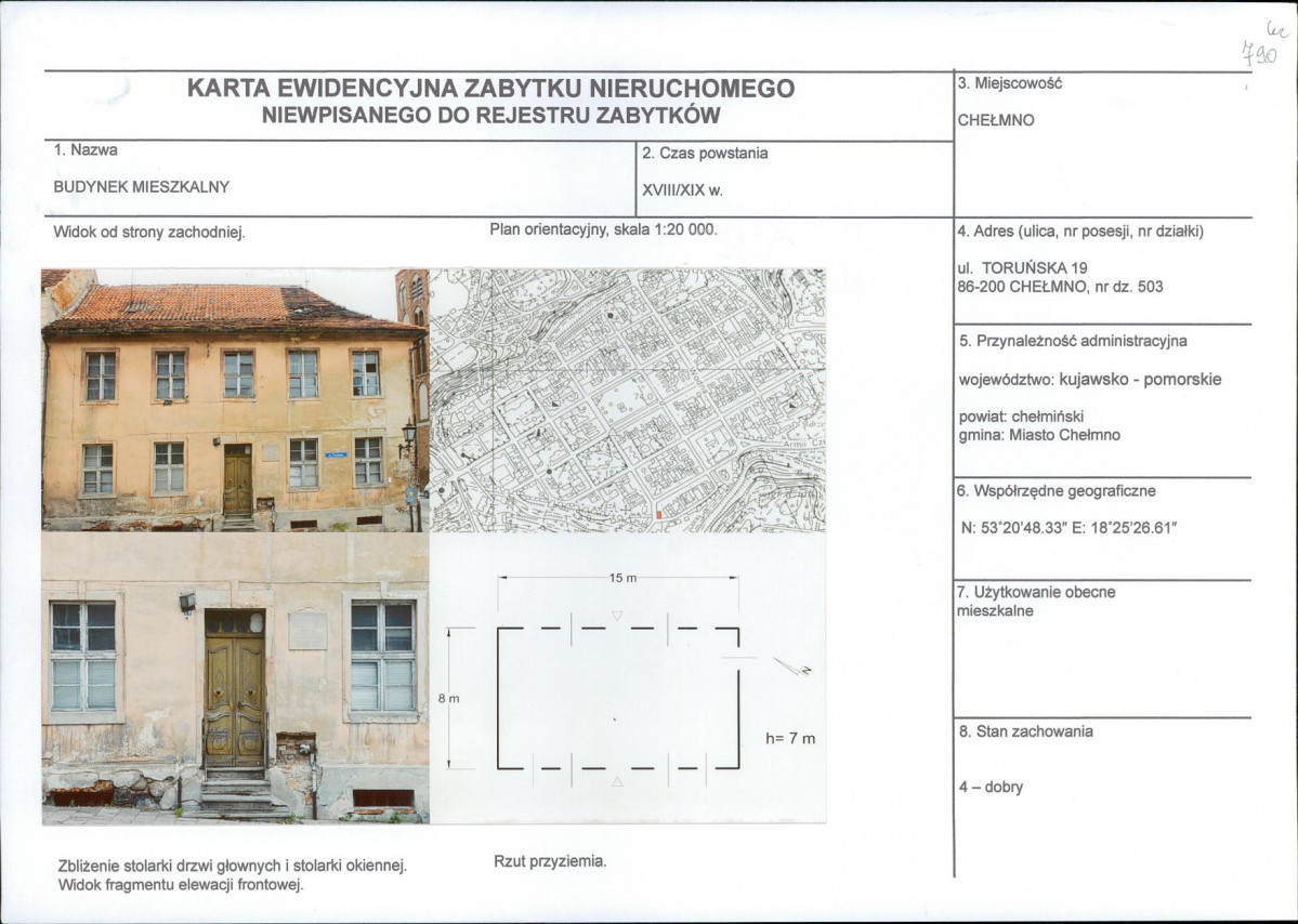KEZN - Karta obiektu niewpisanego do rejestru, skan nr 1