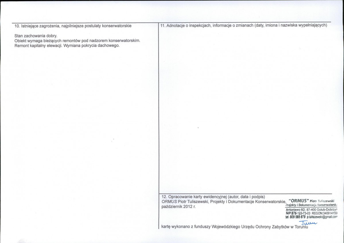 KEZN - Karta obiektu niewpisanego do rejestru, skan nr 2