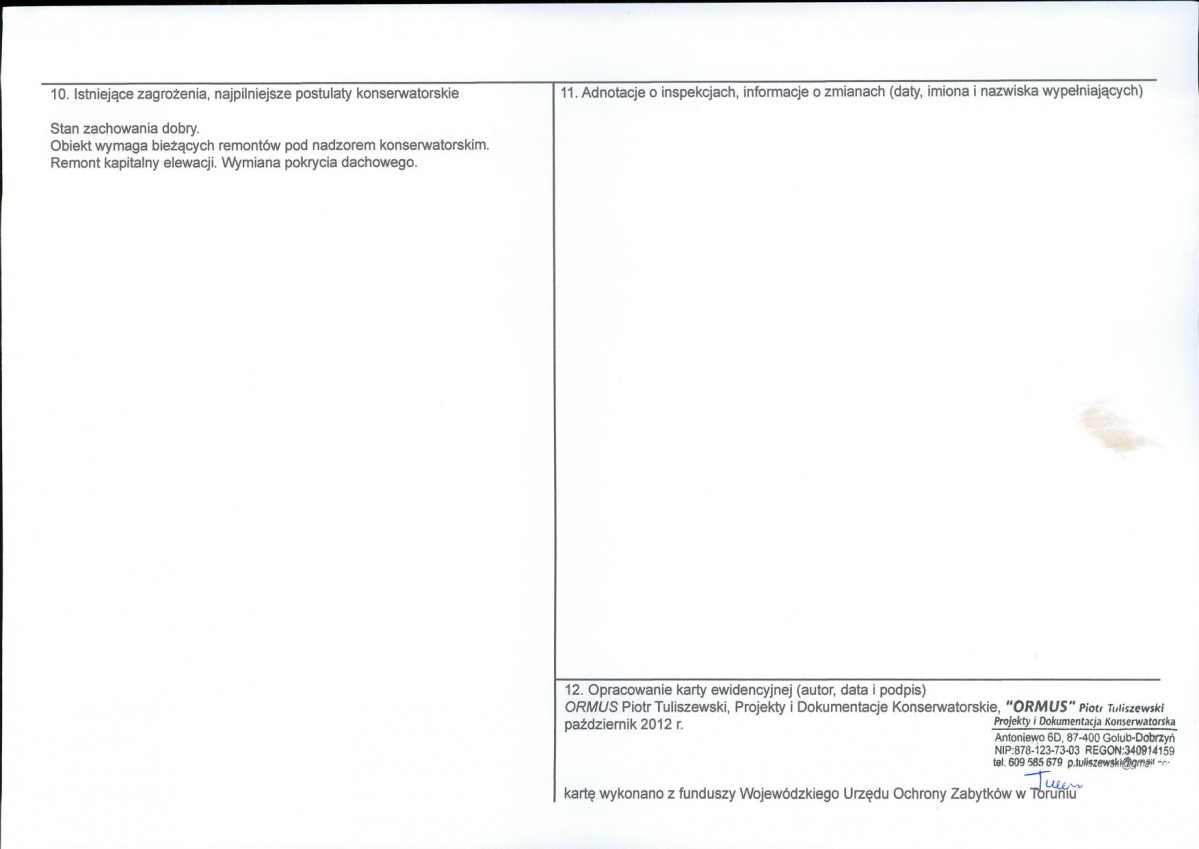 KEZN - Karta obiektu niewpisanego do rejestru, skan nr 2