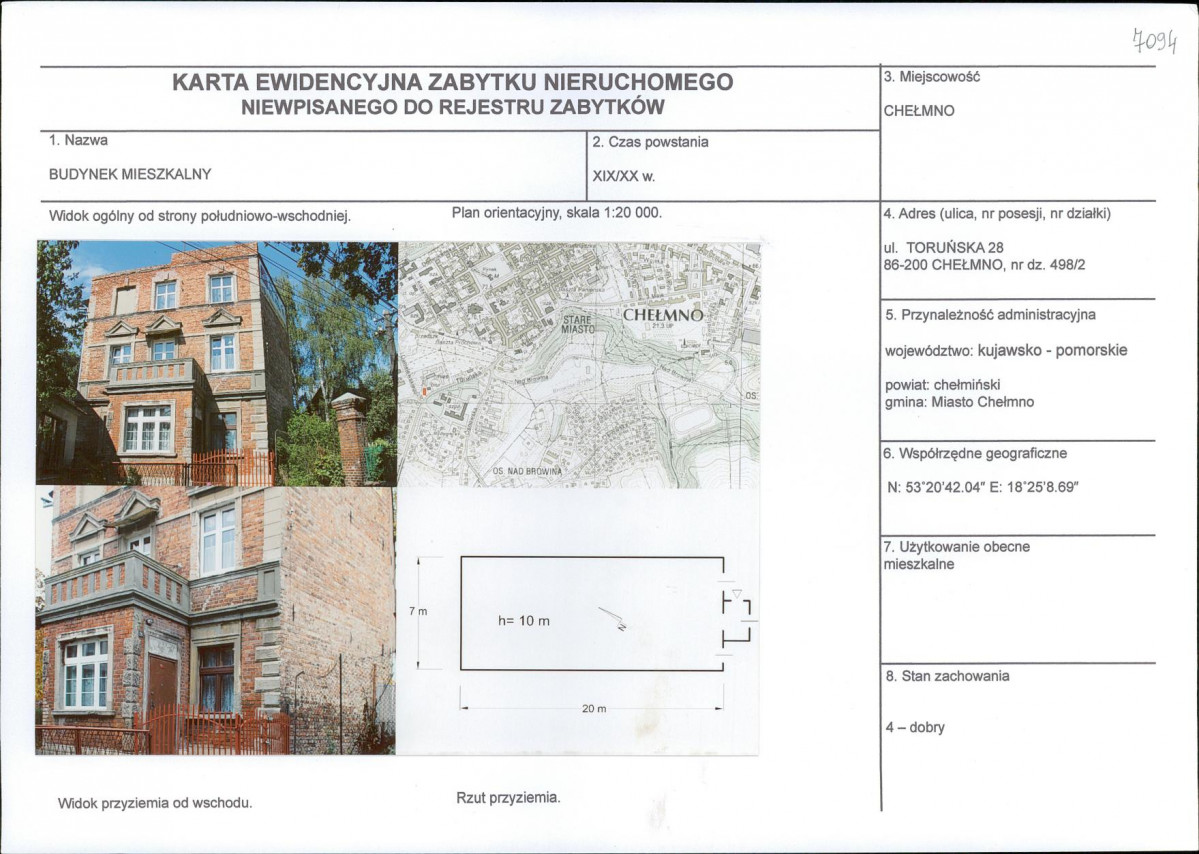 KEZN - Karta obiektu niewpisanego do rejestru, skan nr 1