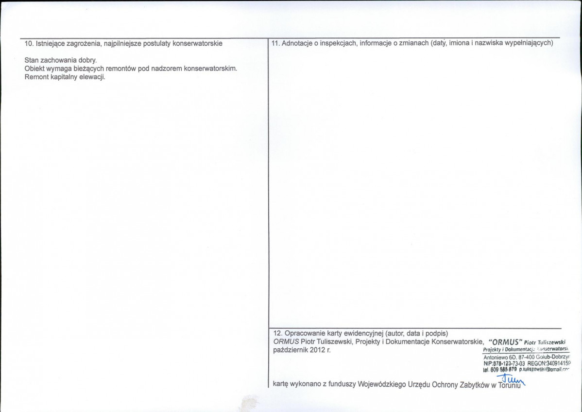 KEZN - Karta obiektu niewpisanego do rejestru, skan nr 2