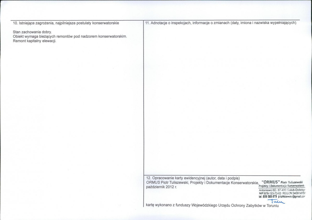 KEZN - Karta obiektu niewpisanego do rejestru, skan nr 2