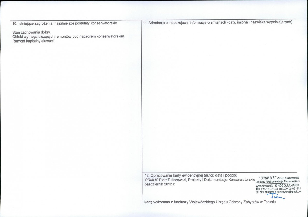 KEZN - Karta obiektu niewpisanego do rejestru, skan nr 2