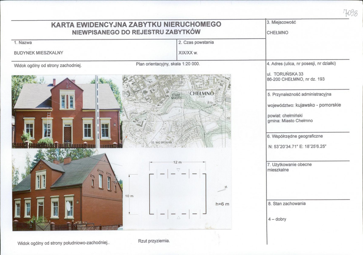 KEZN - Karta obiektu niewpisanego do rejestru, skan nr 1