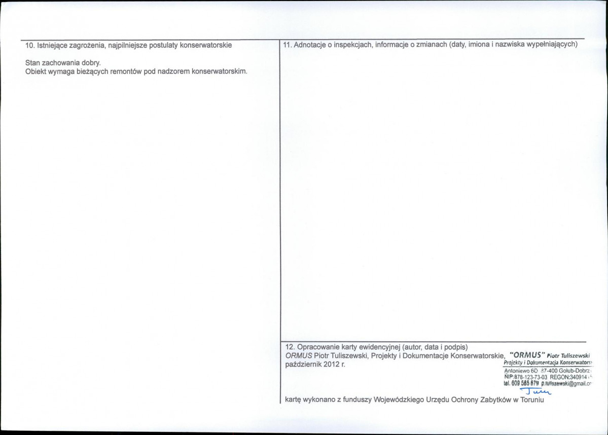 KEZN - Karta obiektu niewpisanego do rejestru, skan nr 2