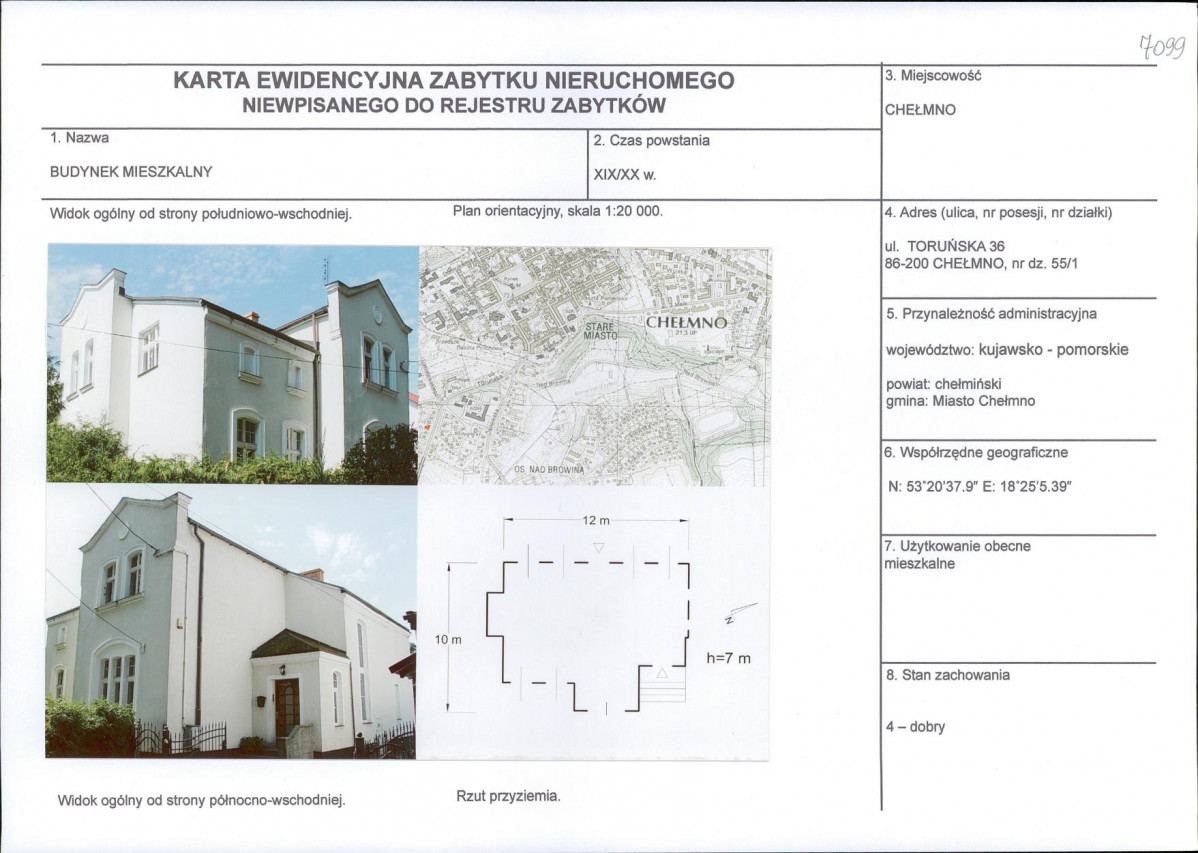 KEZN - Karta obiektu niewpisanego do rejestru, skan nr 1