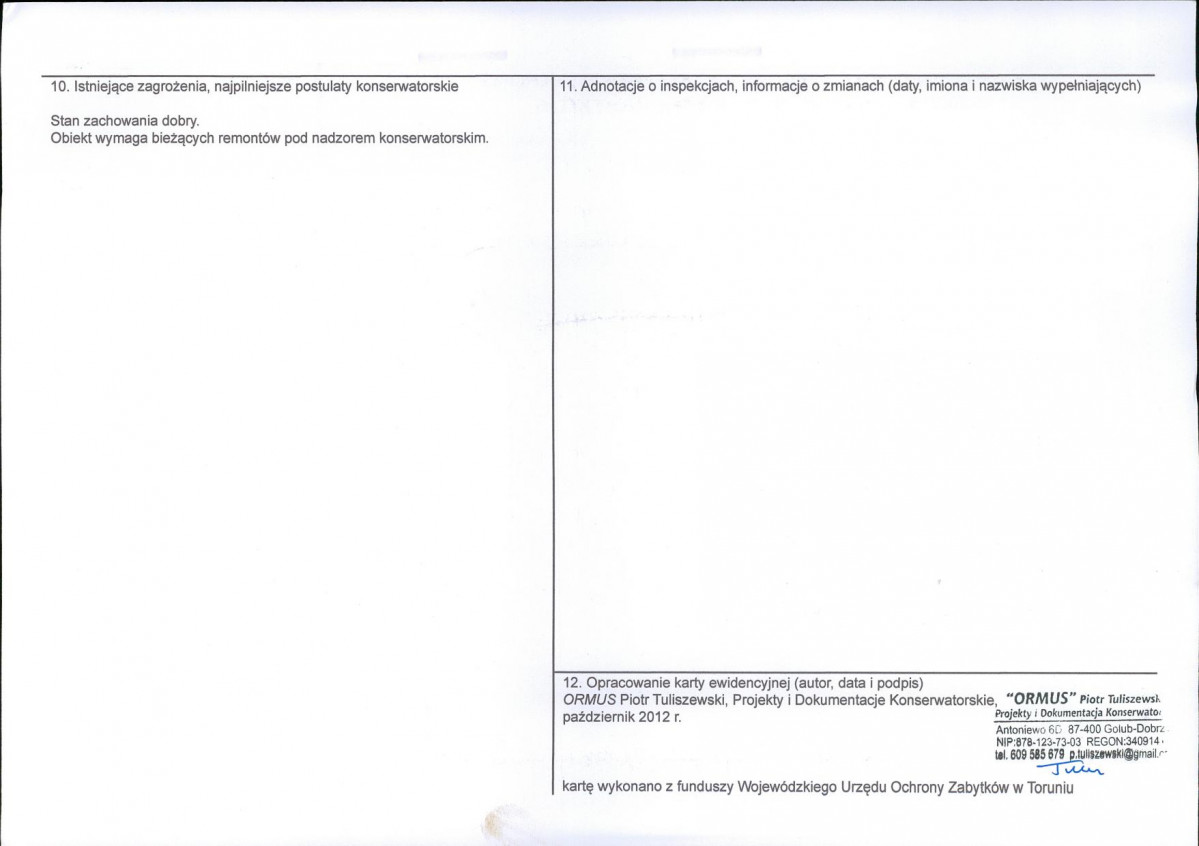KEZN - Karta obiektu niewpisanego do rejestru, skan nr 2