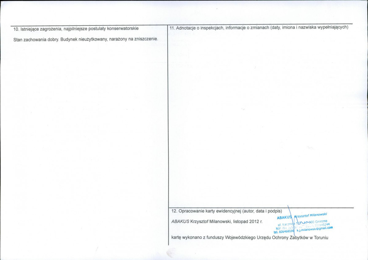 KEZN - Karta obiektu niewpisanego do rejestru, skan nr 2