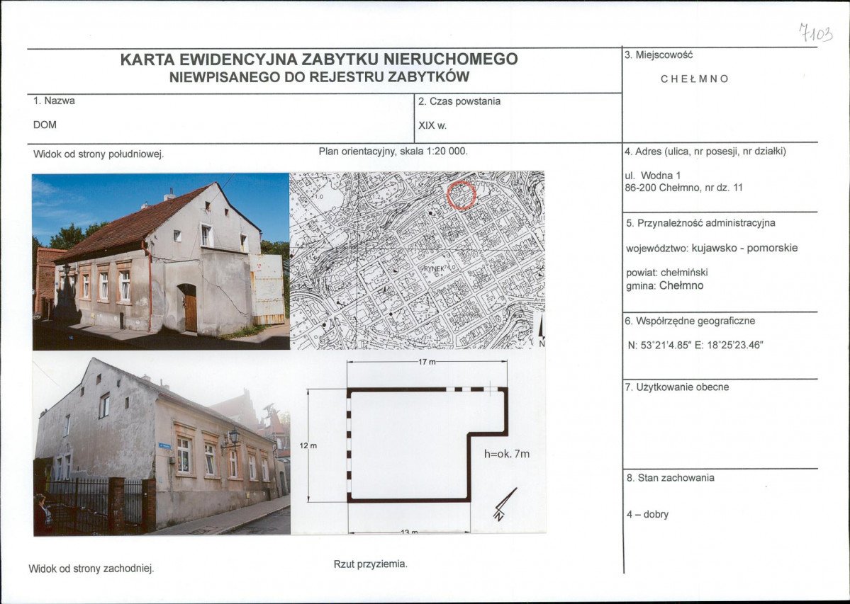 KEZN - Karta obiektu niewpisanego do rejestru, skan nr 1