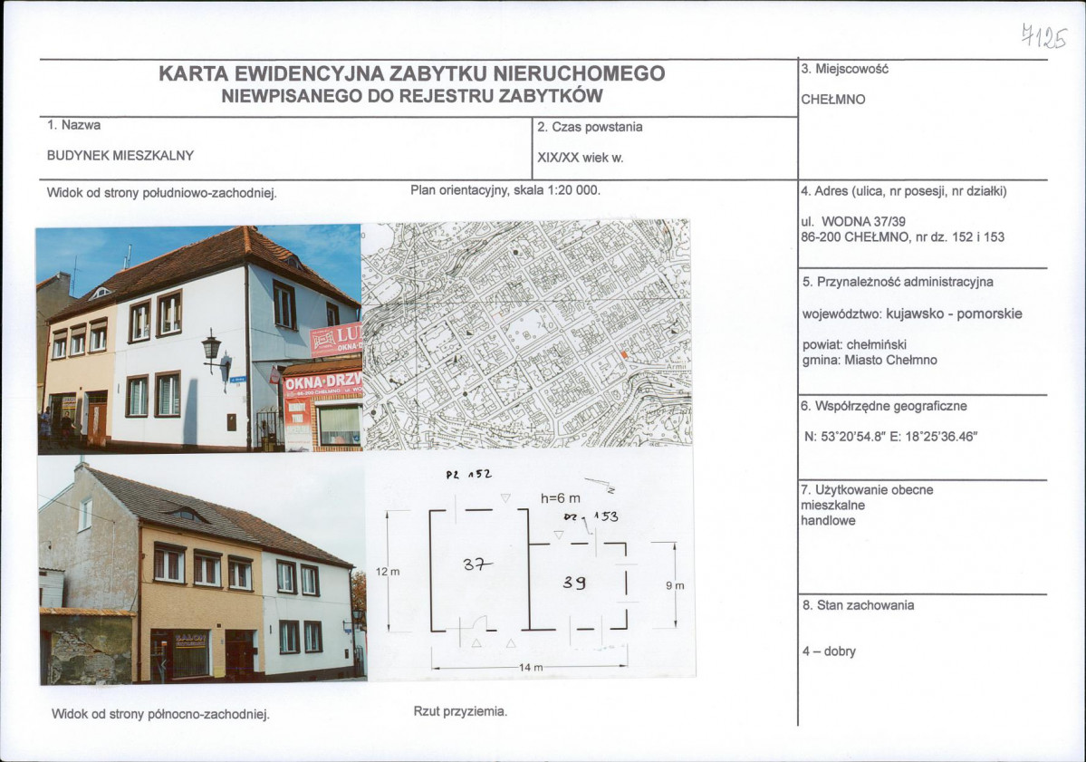 KEZN - Karta obiektu niewpisanego do rejestru, skan nr 1
