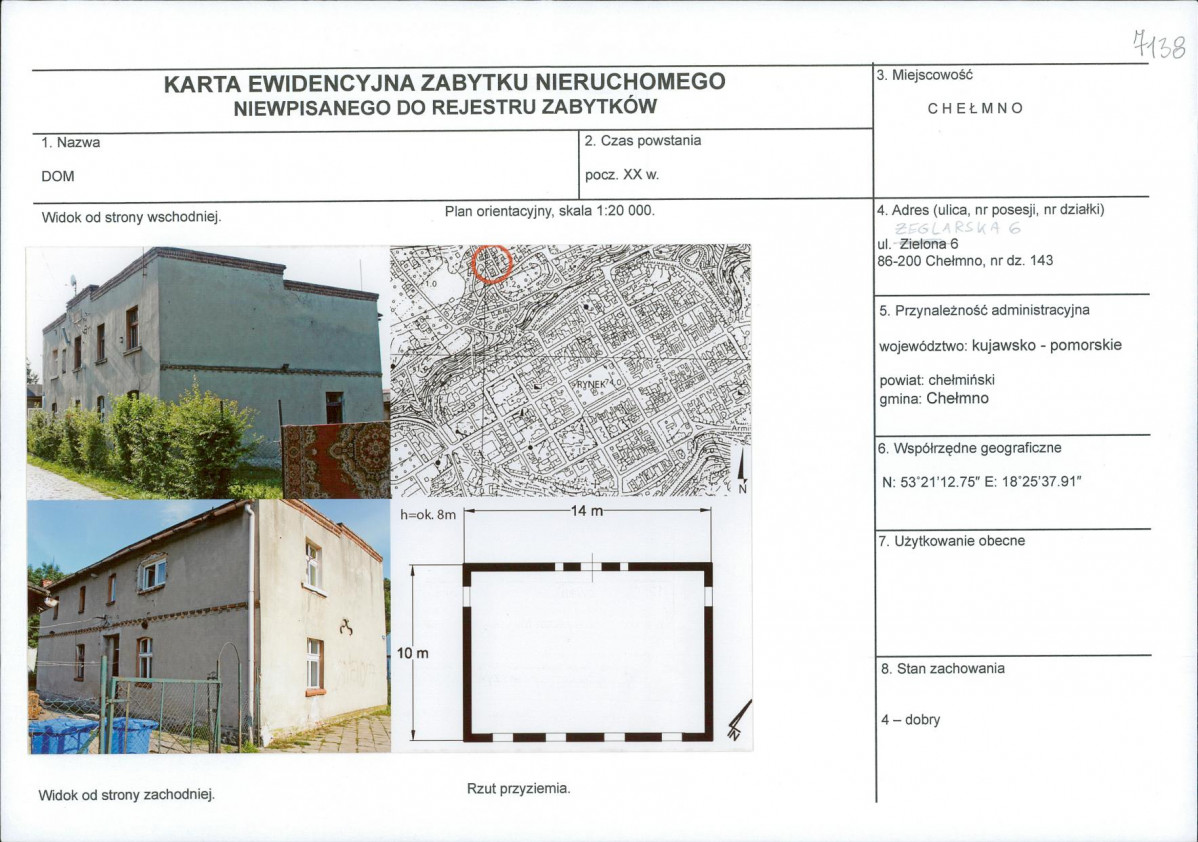 KEZN - Karta obiektu niewpisanego do rejestru, skan nr 1