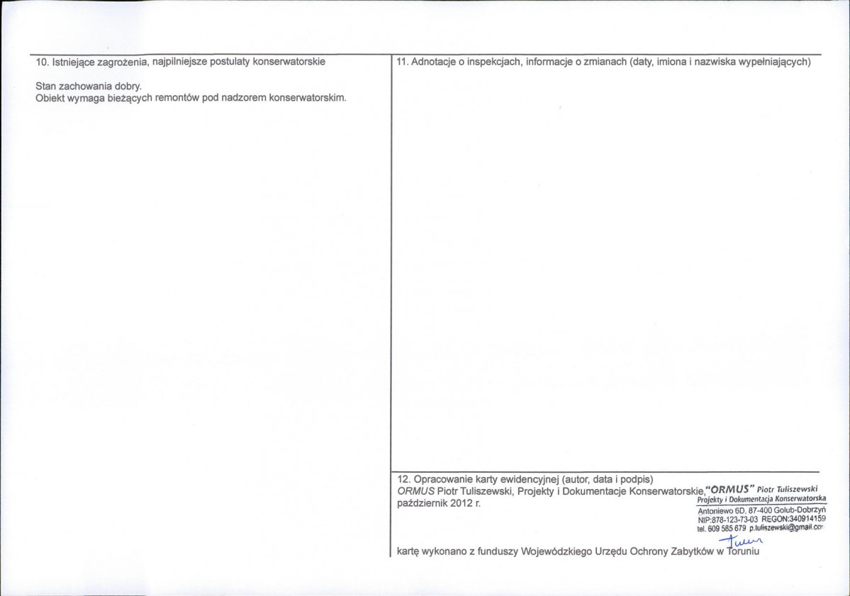 KEZN - Karta obiektu niewpisanego do rejestru, skan nr 2