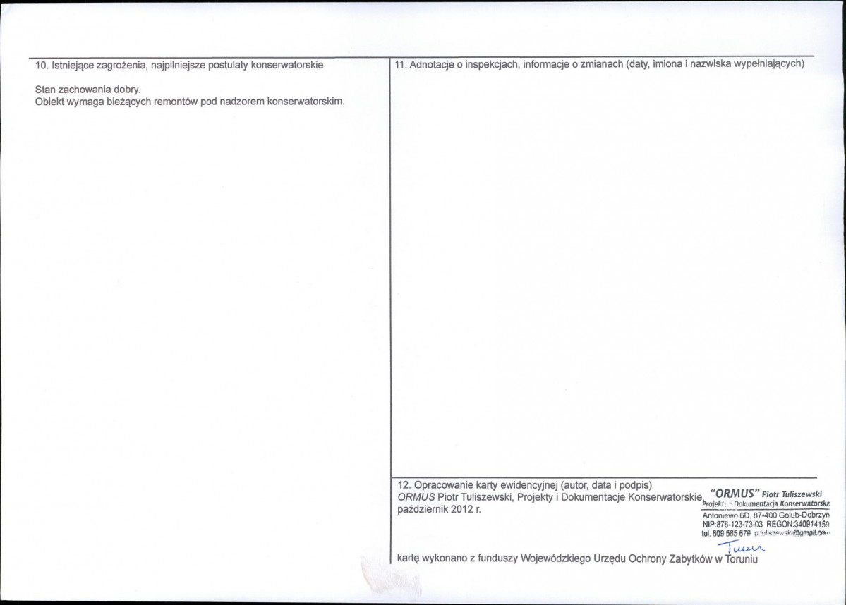 KEZN - Karta obiektu niewpisanego do rejestru, skan nr 2