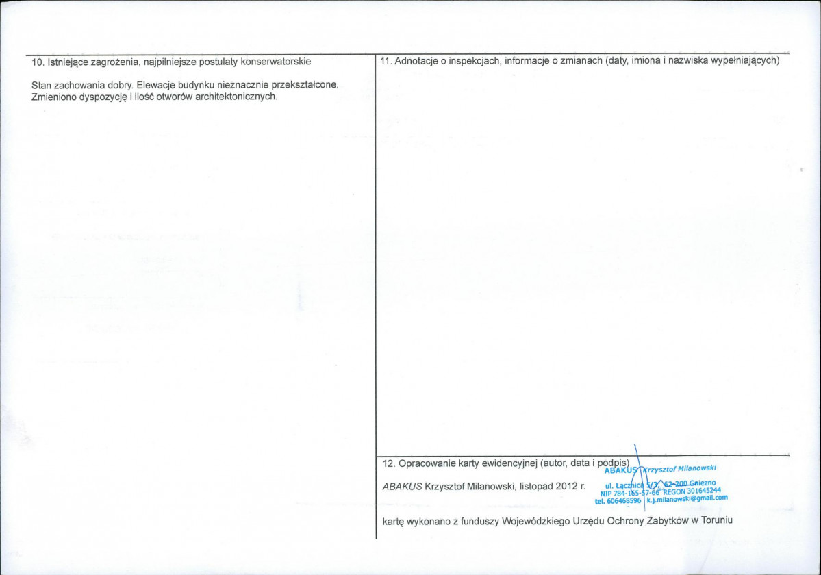 KEZN - Karta obiektu niewpisanego do rejestru, skan nr 2