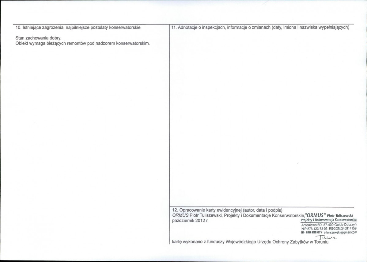 KEZN - Karta obiektu niewpisanego do rejestru, skan nr 2
