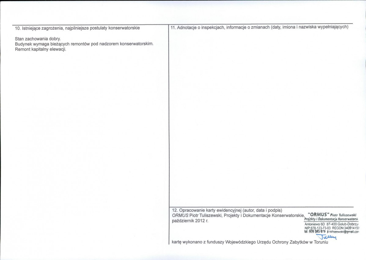 KEZN - Karta obiektu niewpisanego do rejestru, skan nr 2