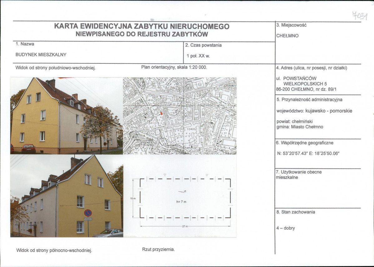 KEZN - Karta obiektu niewpisanego do rejestru, skan nr 1