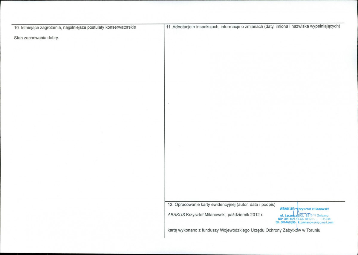 KEZN - Karta obiektu niewpisanego do rejestru, skan nr 2