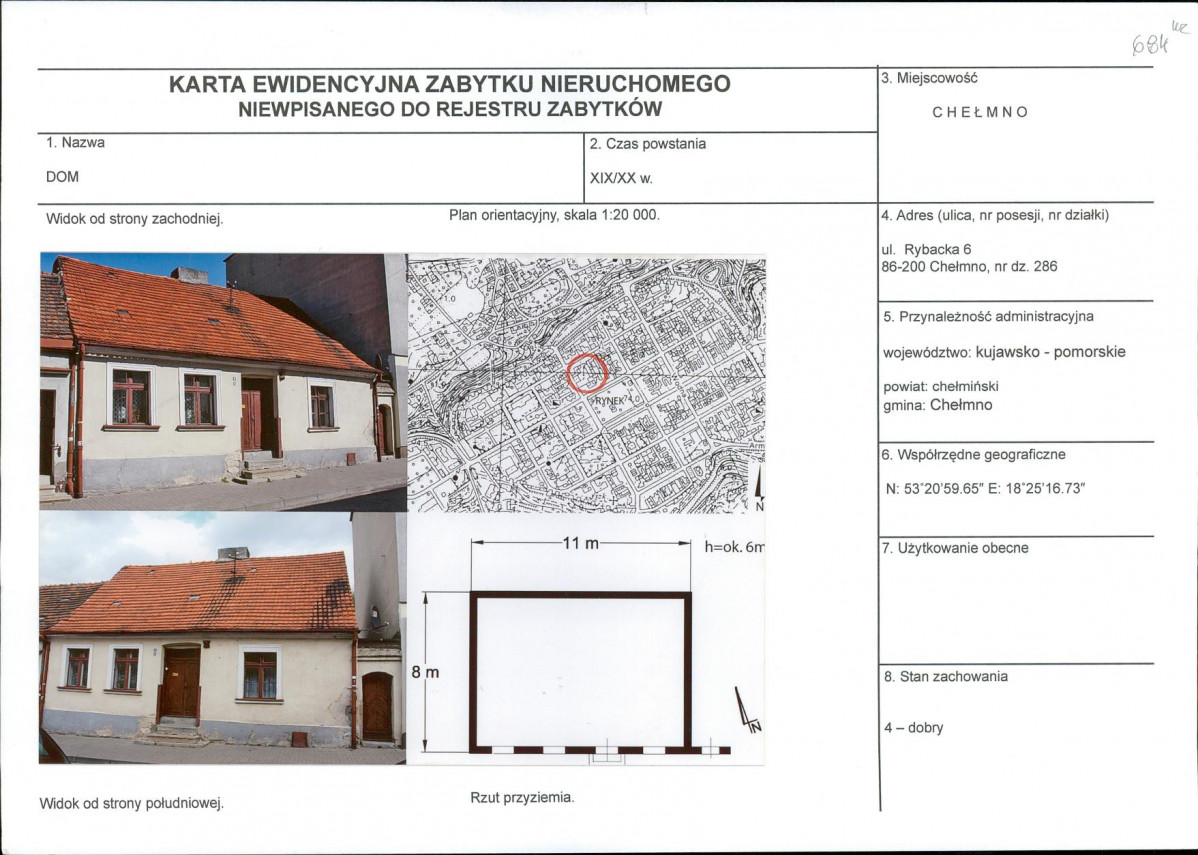 KEZN - Karta obiektu niewpisanego do rejestru, skan nr 1
