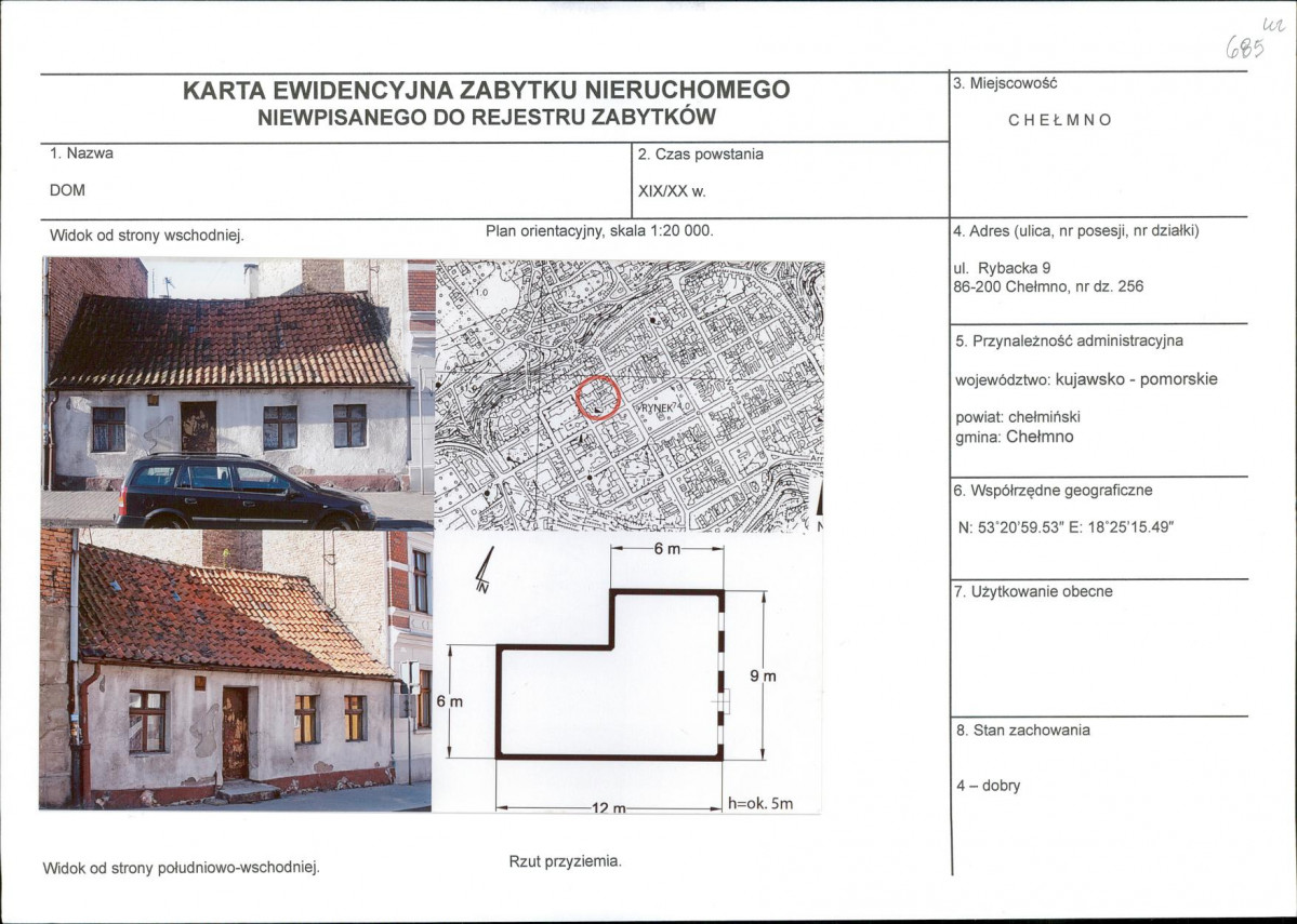 KEZN - Karta obiektu niewpisanego do rejestru, skan nr 1