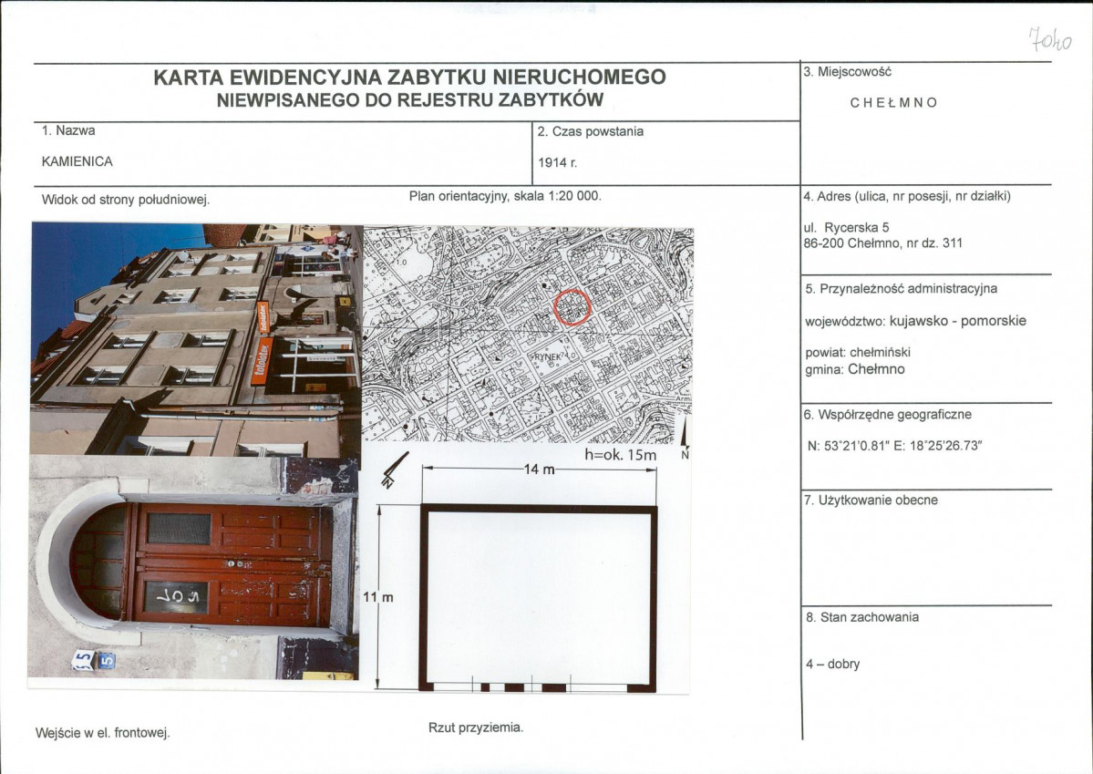 KEZN - Karta obiektu niewpisanego do rejestru, skan nr 1