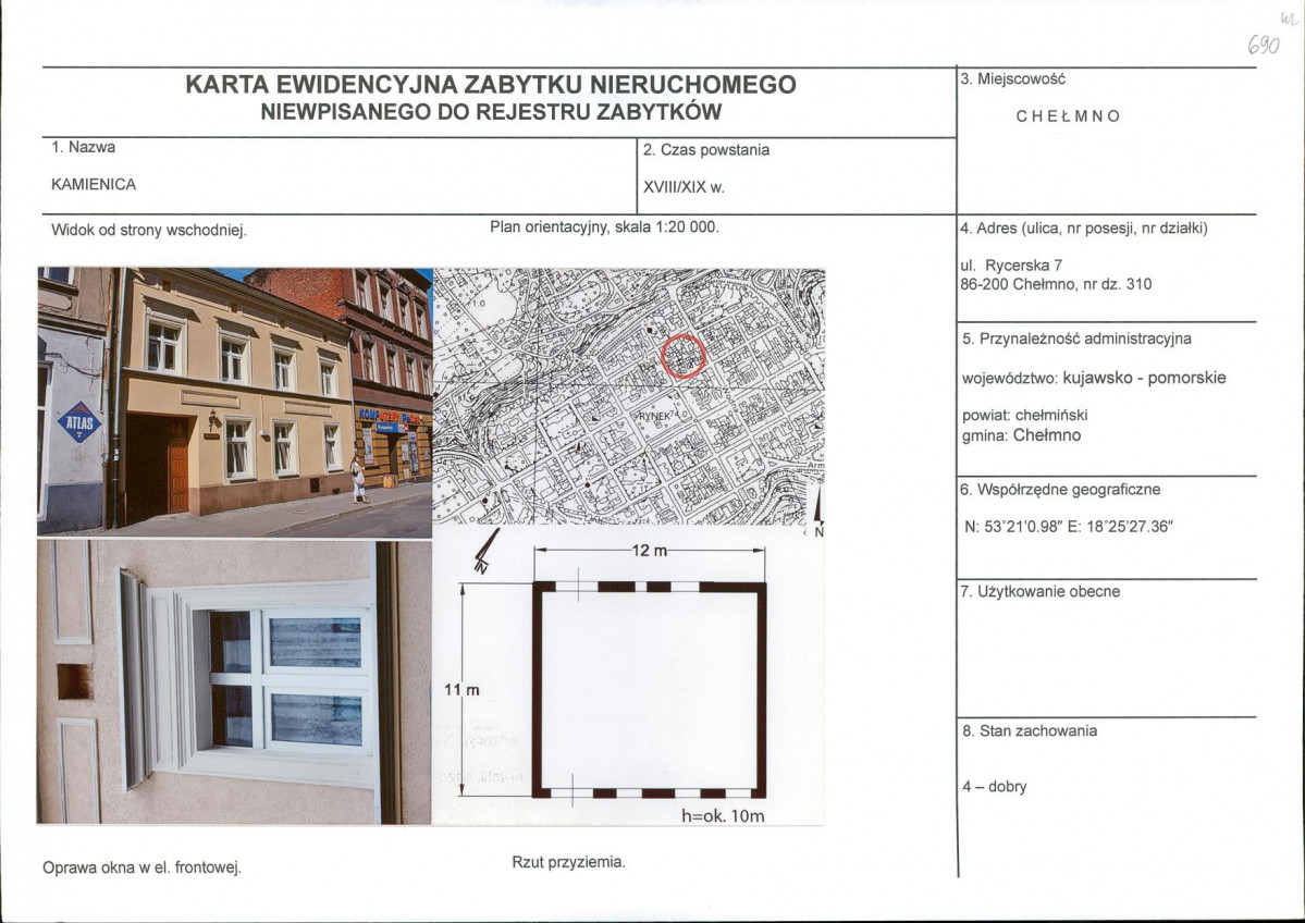 KEZN - Karta obiektu niewpisanego do rejestru, skan nr 1