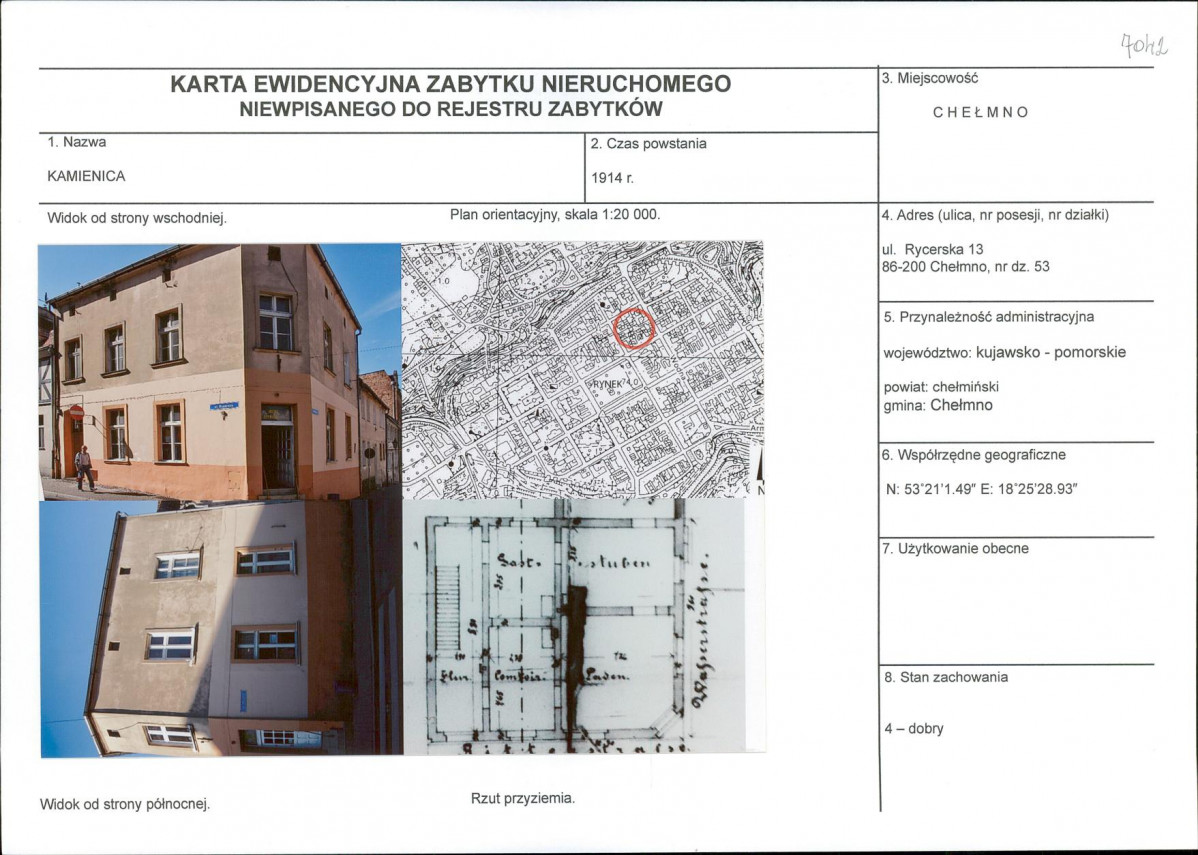 KEZN - Karta obiektu niewpisanego do rejestru, skan nr 1