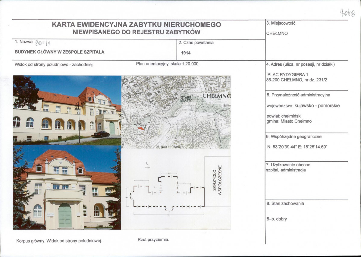 Karta obiektu niewpisanego do rejestru, skan nr 1