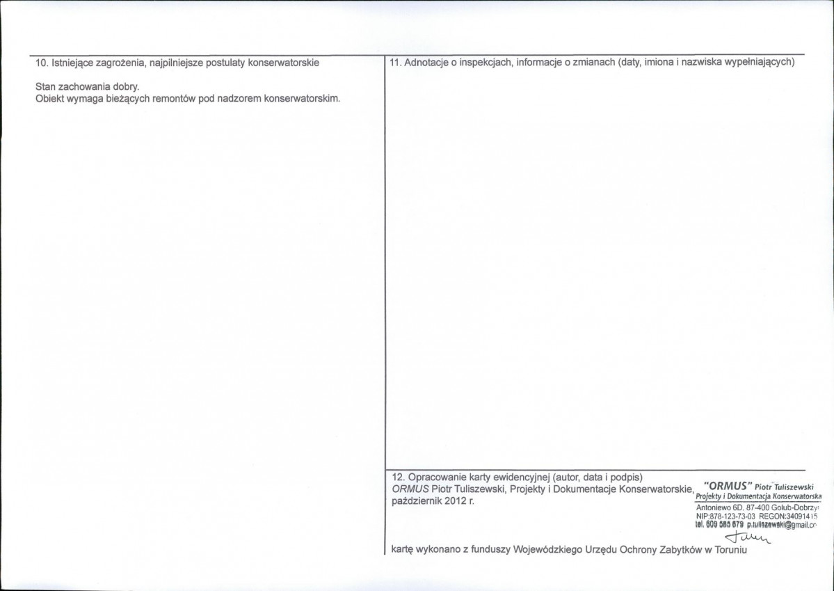 Karta obiektu niewpisanego do rejestru, skan nr 2