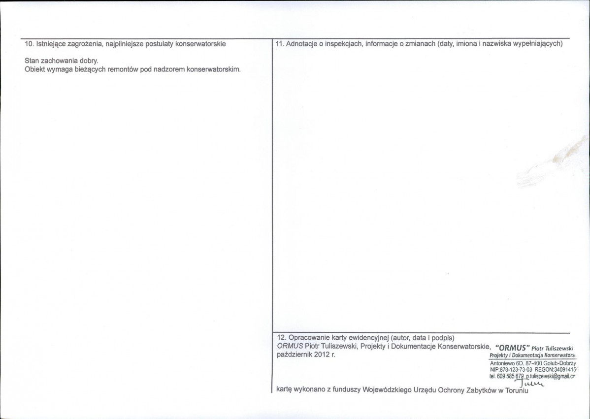 Karta obiektu niewpisanego do rejestru, skan nr 2