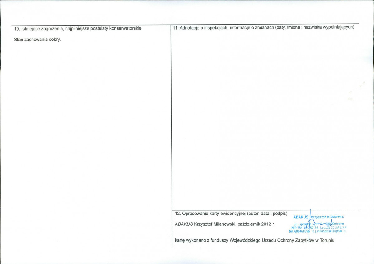KEZN - Karta obiektu niewpisanego do rejestru, skan nr 2