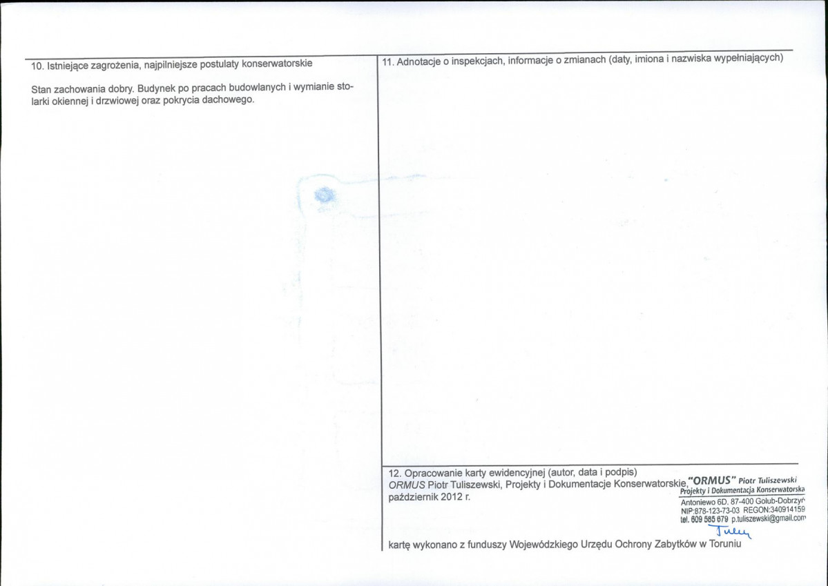 KEZN - Karta obiektu niewpisanego do rejestru, skan nr 2