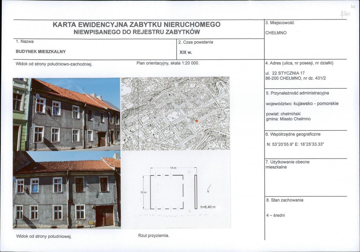 KEZN - Karta obiektu niewpisanego do rejestru, skan nr 1