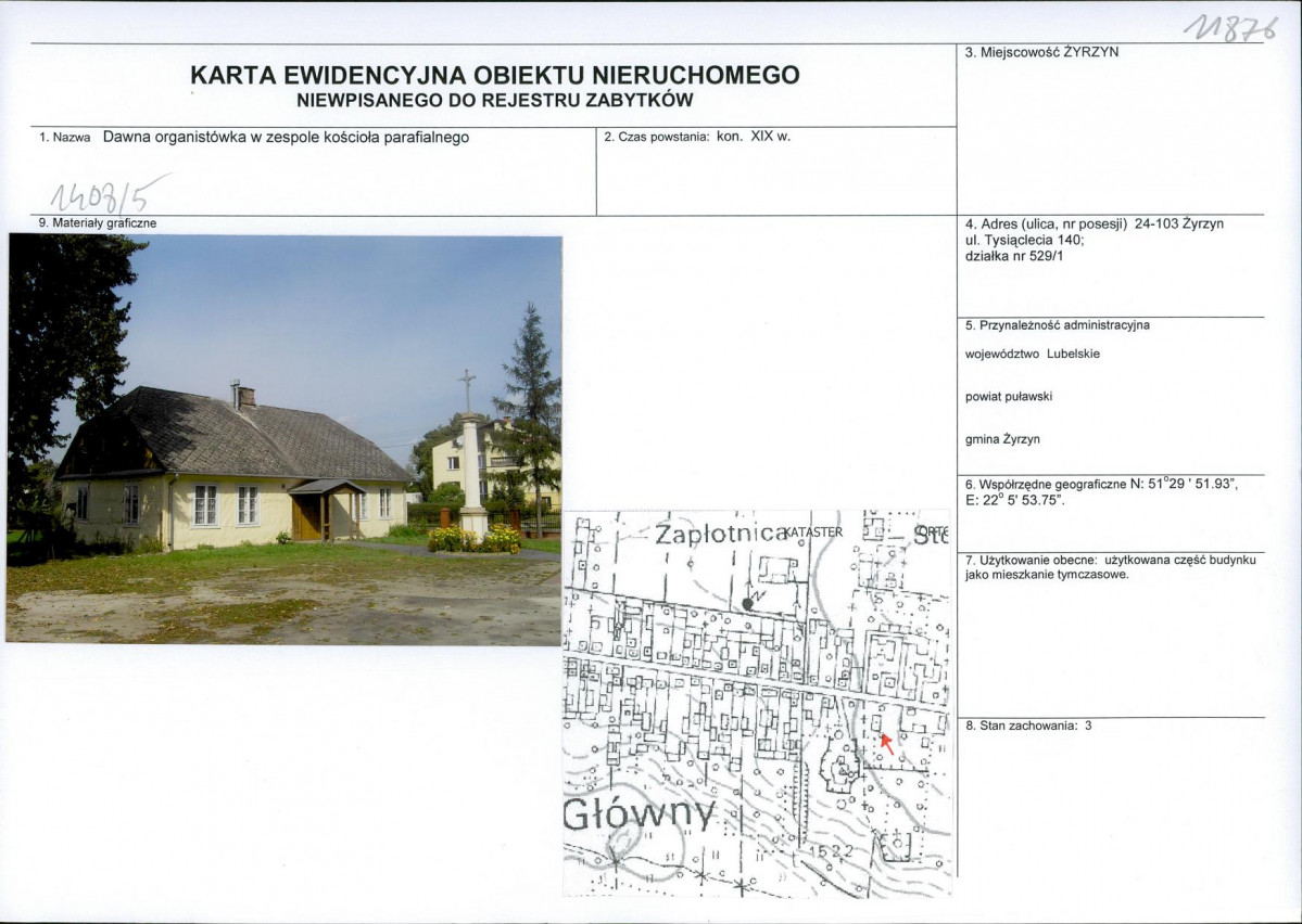 Karta obiektu niewpisanego do rejestru, skan nr 1