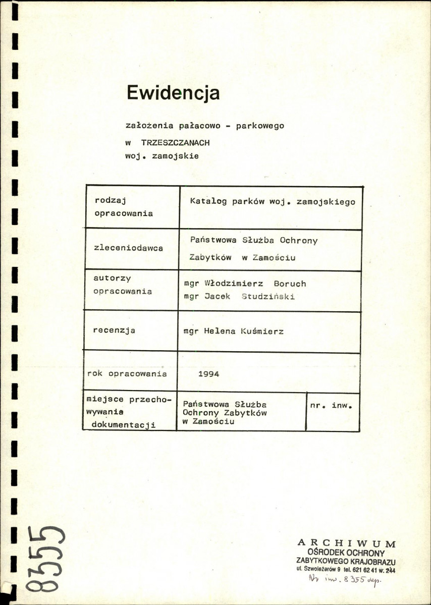 EP - Ewidencja parkowa, skan nr 2