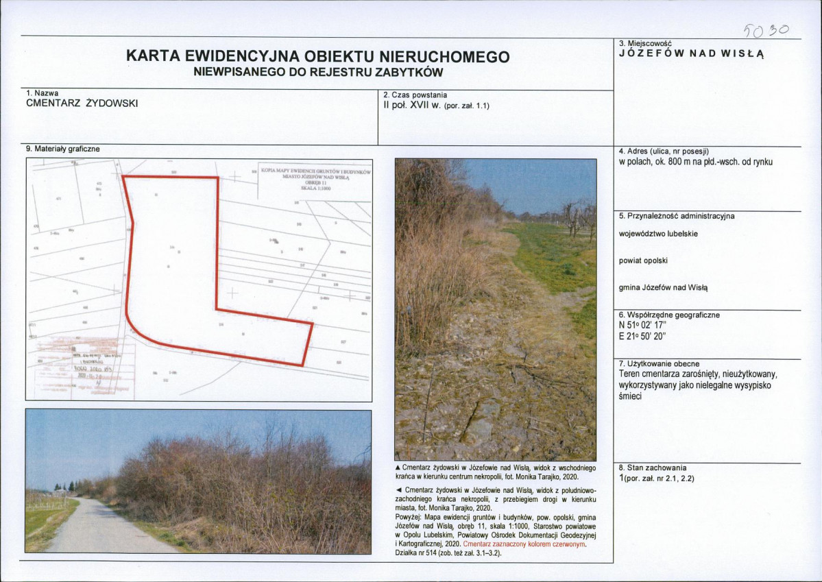Karta obiektu niewpisanego do rejestru, skan nr 1