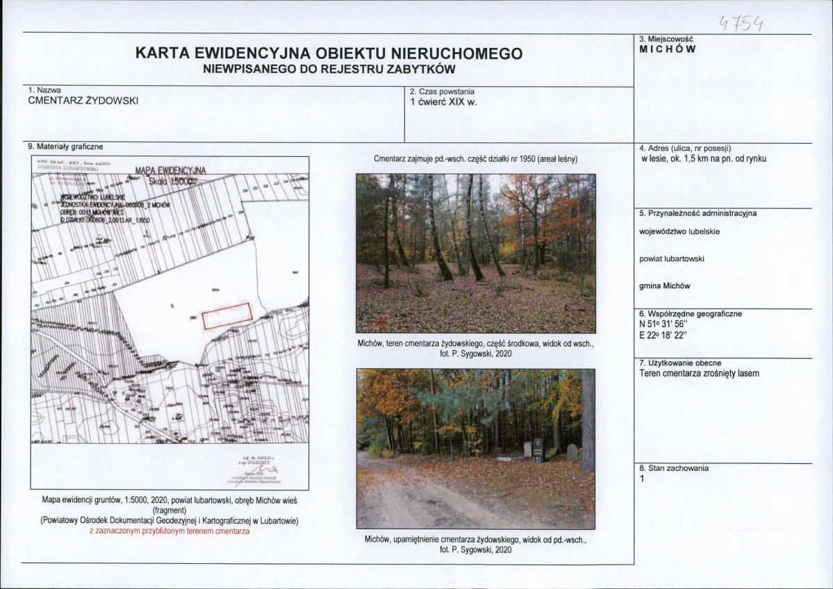 Karta obiektu niewpisanego do rejestru, skan nr 1