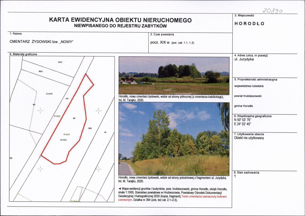 KEZN - Karta obiektu niewpisanego do rejestru, skan nr 1