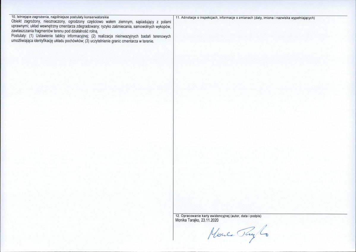KEZN - Karta obiektu niewpisanego do rejestru, skan nr 2