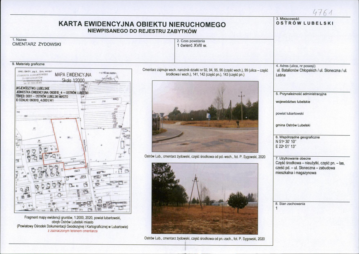 Karta obiektu niewpisanego do rejestru, skan nr 1