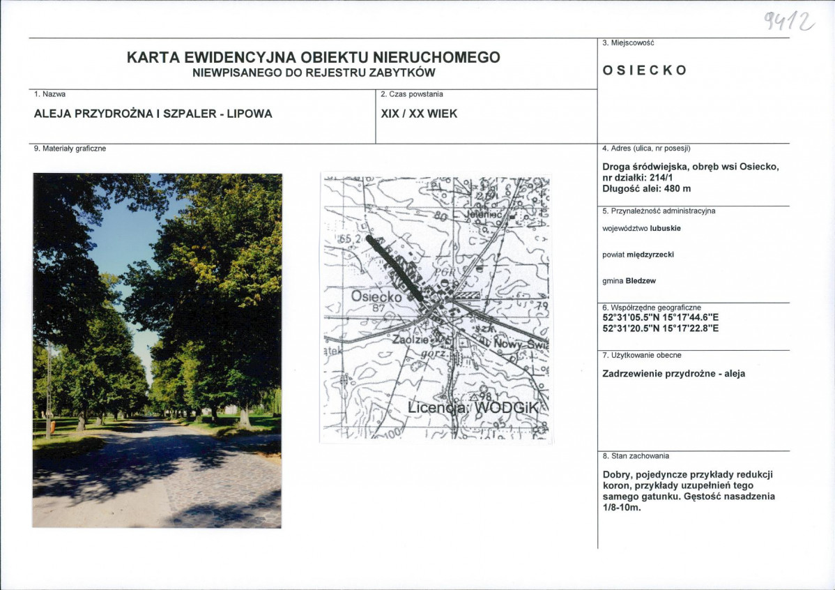 Karta obiektu niewpisanego do rejestru, skan nr 1