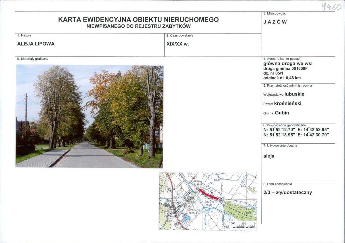 Karta obiektu niewpisanego do rejestru, skan nr 1